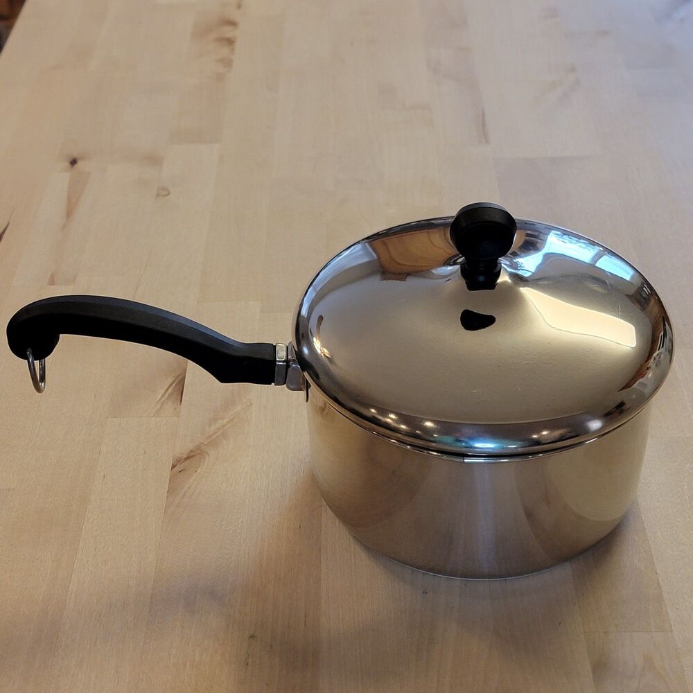 Vintage Farberware Aluminum Clad 2 Qt Stainless Steel Pot Sauce Pan With Lid USA